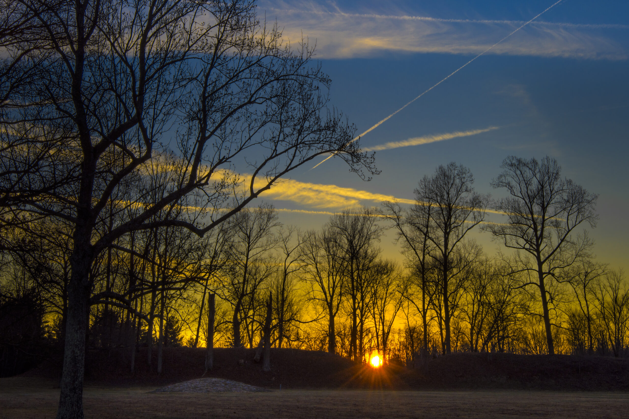 Sunrise on the Winter Solstice at Fort Ancient Earthworks and Nature Preserve. Image by Tom Croce.